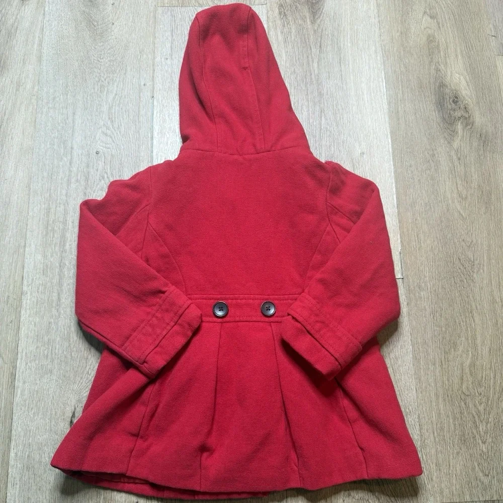 Old Navy Red Toddler Pea Coat with hood‎ 5T